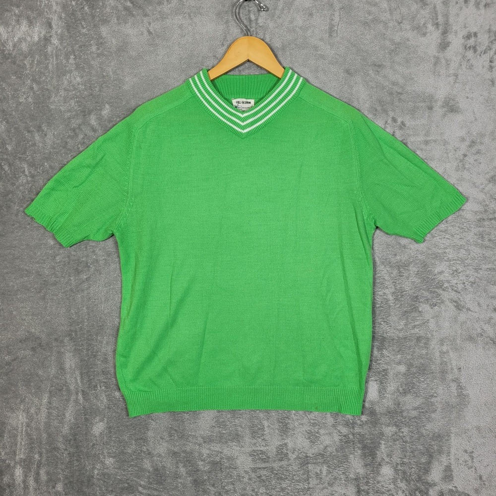 Vintage Kmart Sweater Mens Medium V Neck Short Sleeve Pullover 70s Korea Acrylic